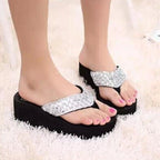 New Women Solid Slides Sandals Thickness Sequin Shoes Slippers Beach Shoes House Non-Slip Slippers Thick Sequin Sandals For Indoor Outdoor Breathable Shoes Stevvex