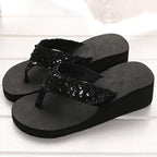 New Women Solid Slides Sandals Thickness Sequin Shoes Slippers Beach Shoes House Non-Slip Slippers Thick Sequin Sandals For Indoor Outdoor Breathable Shoes Stevvex