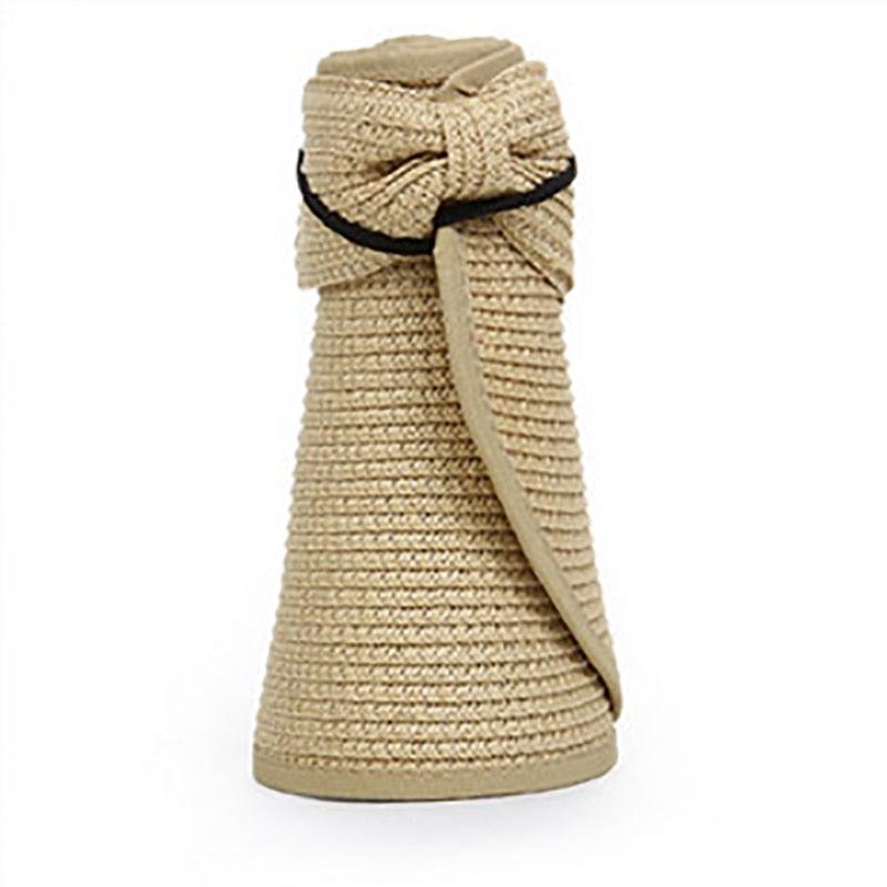 New Women Summer Visors Hat Foldable Sun Hat Wide Large Retro Hat Women's Adjustable Packable Roll-Up Visor Fashion Beach Hats Straw Hat Beach UV Protection Cap Stevvex