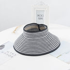 New Women Summer Visors Hat Foldable Sun Hat Wide Large Retro Hat Women's Adjustable Packable Roll-Up Visor Fashion Beach Hats Straw Hat Beach UV Protection Cap Stevvex