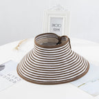 New Women Summer Visors Hat Foldable Sun Hat Wide Large Retro Hat Women's Adjustable Packable Roll-Up Visor Fashion Beach Hats Straw Hat Beach UV Protection Cap Stevvex