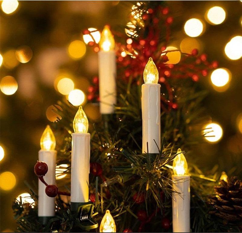 New Year Christmas LED Candles Taper Candles Flickering With Remote Timer Battery Operated Waterproof Christmas Tree Candles, Warm White Window Candles Lights Flameless Remote Control Candles For Home Dinner Party Christmas Tree Decoration Lamp Stevvex