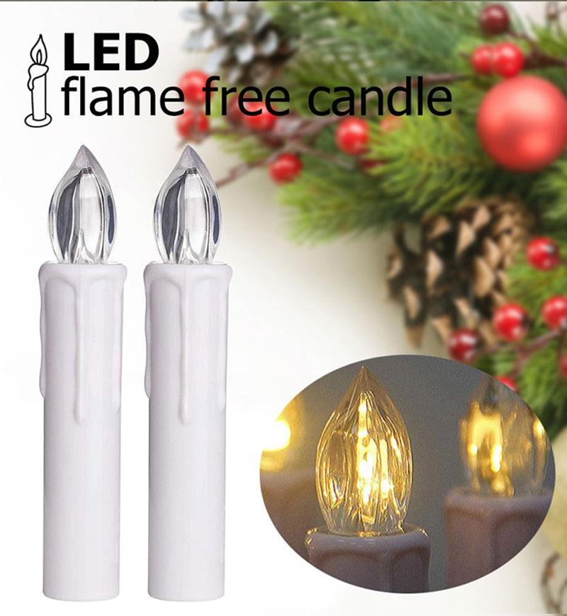 New Year Christmas LED Candles Taper Candles Flickering With Remote Timer Battery Operated Waterproof Christmas Tree Candles, Warm White Window Candles Lights Flameless Remote Control Candles For Home Dinner Party Christmas Tree Decoration Lamp Stevvex
