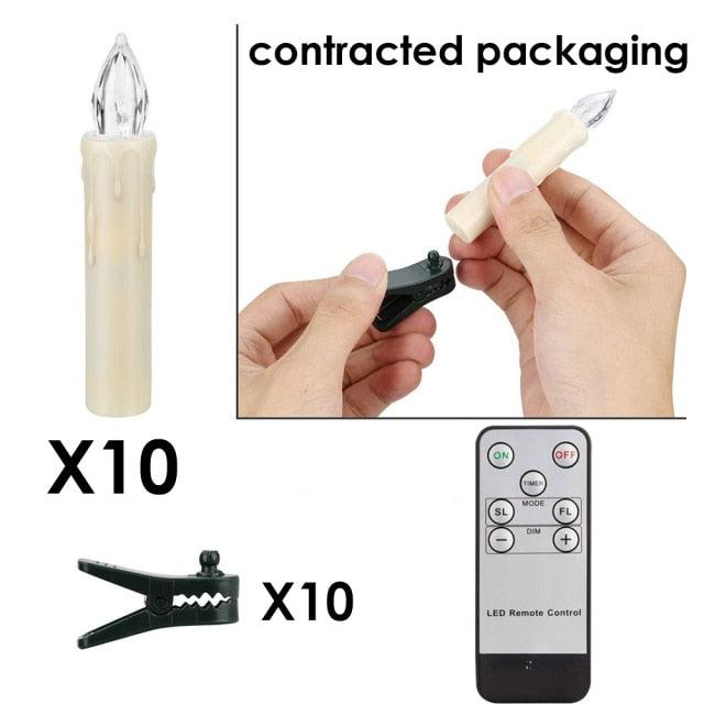 New Year Christmas LED Candles Taper Candles Flickering With Remote Timer Battery Operated Waterproof Christmas Tree Candles, Warm White Window Candles Lights Flameless Remote Control Candles For Home Dinner Party Christmas Tree Decoration Lamp Stevvex