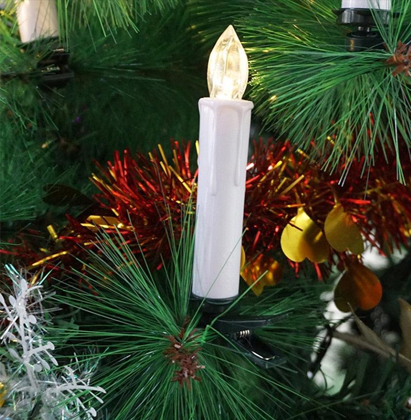 New Year Christmas LED Candles Taper Candles Flickering With Remote Timer Battery Operated Waterproof Christmas Tree Candles, Warm White Window Candles Lights Flameless Remote Control Candles For Home Dinner Party Christmas Tree Decoration Lamp Stevvex
