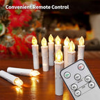 New Year Christmas LED Candles Taper Candles Flickering With Remote Timer Battery Operated Waterproof Christmas Tree Candles, Warm White Window Candles Lights Flameless Remote Control Candles For Home Dinner Party Christmas Tree Decoration Lamp Stevvex
