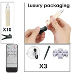 New Year Christmas LED Candles Taper Candles Flickering With Remote Timer Battery Operated Waterproof Christmas Tree Candles, Warm White Window Candles Lights Flameless Remote Control Candles For Home Dinner Party Christmas Tree Decoration Lamp Stevvex