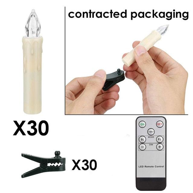 New Year Christmas LED Candles Taper Candles Flickering With Remote Timer Battery Operated Waterproof Christmas Tree Candles, Warm White Window Candles Lights Flameless Remote Control Candles For Home Dinner Party Christmas Tree Decoration Lamp Stevvex