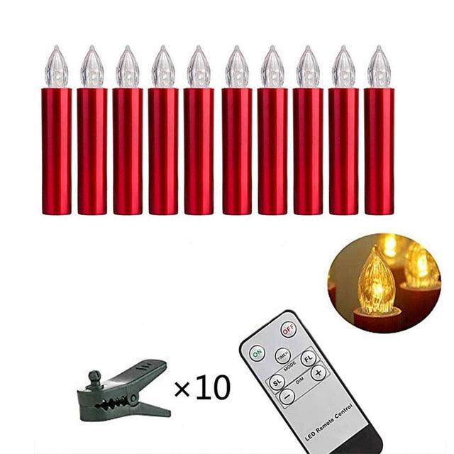 New Year Christmas LED Candles Taper Candles Flickering With Remote Timer Battery Operated Waterproof Christmas Tree Candles, Warm White Window Candles Lights Flameless Remote Control Candles For Home Dinner Party Christmas Tree Decoration Lamp Stevvex
