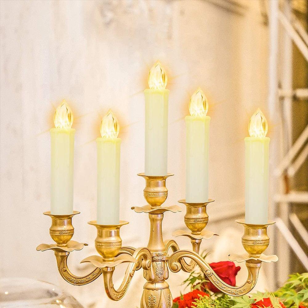 New Year Christmas LED Candles Taper Candles Flickering With Remote Timer Battery Operated Waterproof Christmas Tree Candles, Warm White Window Candles Lights Flameless Remote Control Candles For Home Dinner Party Christmas Tree Decoration Lamp Stevvex