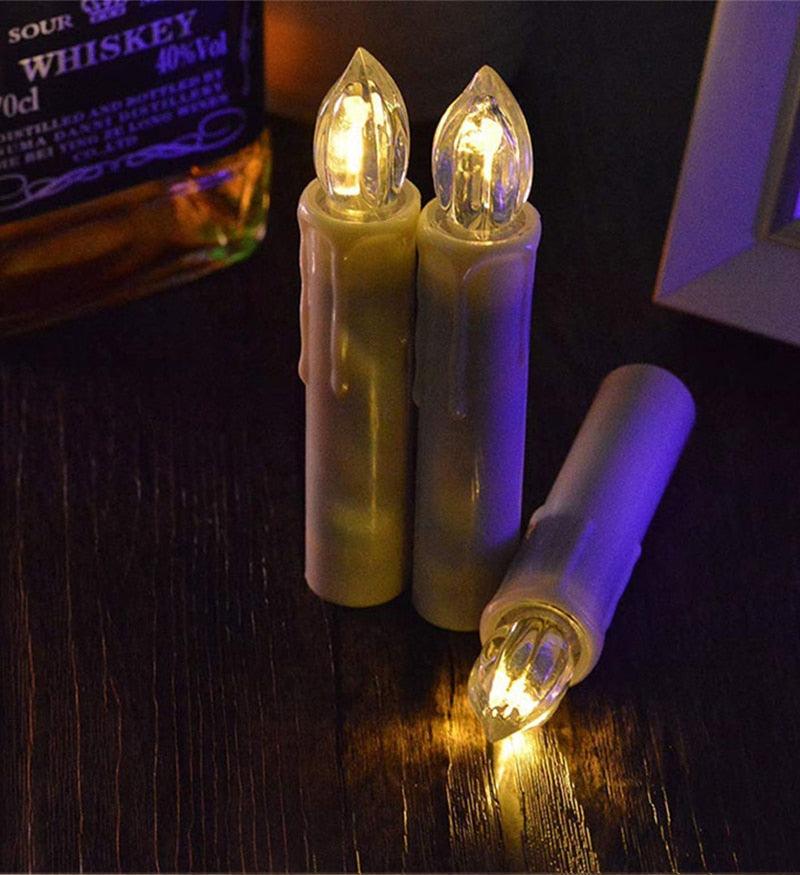 New Year Christmas LED Candles Taper Candles Flickering With Remote Timer Battery Operated Waterproof Christmas Tree Candles, Warm White Window Candles Lights Flameless Remote Control Candles For Home Dinner Party Christmas Tree Decoration Lamp Stevvex