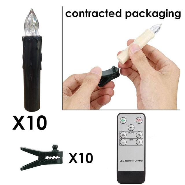New Year Christmas LED Candles Taper Candles Flickering With Remote Timer Battery Operated Waterproof Christmas Tree Candles, Warm White Window Candles Lights Flameless Remote Control Candles For Home Dinner Party Christmas Tree Decoration Lamp Stevvex