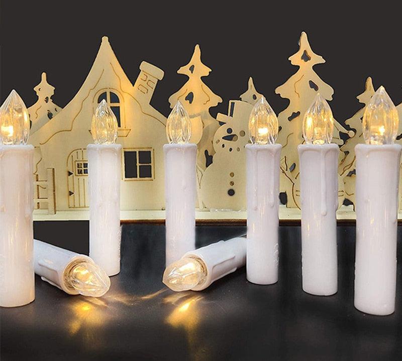 New Year Christmas LED Candles Taper Candles Flickering With Remote Timer Battery Operated Waterproof Christmas Tree Candles, Warm White Window Candles Lights Flameless Remote Control Candles For Home Dinner Party Christmas Tree Decoration Lamp Stevvex