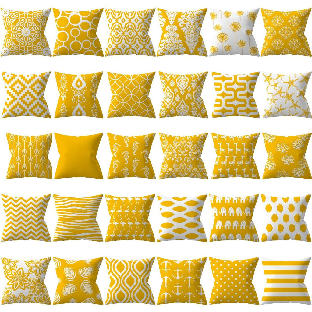 New Yellow Cushion Cases Modern Fashion Abstract Art Decorative Modern Pillow Covers Beautiful Pattern Square Pillow Case Sofa Car Couch Decorative Cover For Pillows 45x45CM Stevvex