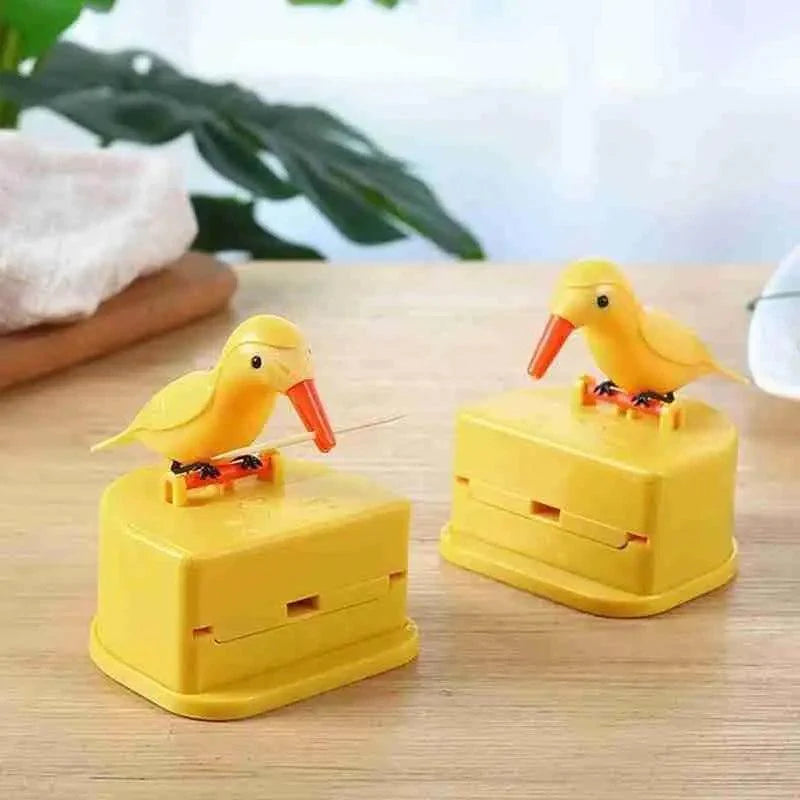New Yellow Small Bird Toothpick Container Automatic Toothpick Dispenser Toothpick Holder Home Decoration Kitchen Accessories Stevvex