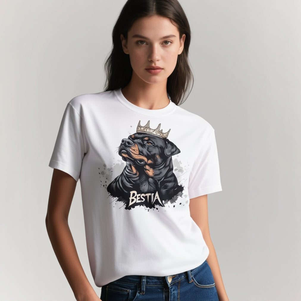 Rottweiler T-shirt White Bestia Dog Gear