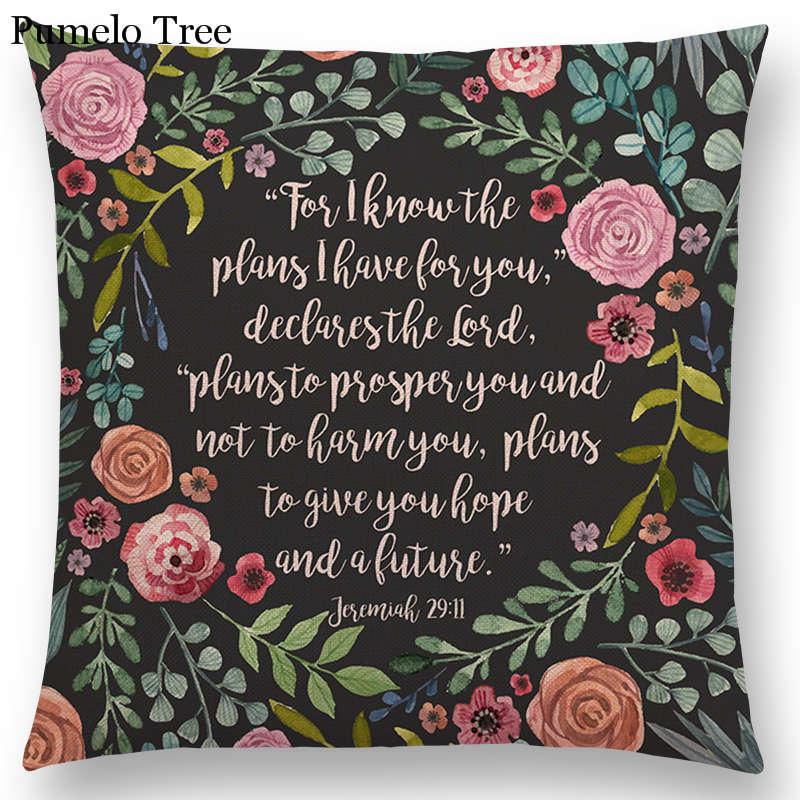 Newest Floral Quotes Decorative Pillow Covers Fresh Flowers Garland Inspirational Words Decorative Cotton Linen Throw Pillow Cushion Covers And Gifts For Women Daughter Mum Best Friend Birthday Home Decorations Stevvex