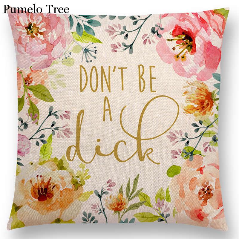 Newest Floral Quotes Decorative Pillow Covers Fresh Flowers Garland Inspirational Words Decorative Cotton Linen Throw Pillow Cushion Covers And Gifts For Women Daughter Mum Best Friend Birthday Home Decorations Stevvex