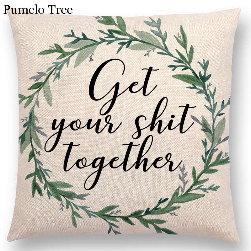 Newest Floral Quotes Decorative Pillow Covers Fresh Flowers Garland Inspirational Words Decorative Cotton Linen Throw Pillow Cushion Covers And Gifts For Women Daughter Mum Best Friend Birthday Home Decorations Stevvex