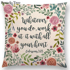 Newest Floral Quotes Decorative Pillow Covers Fresh Flowers Garland Inspirational Words Decorative Cotton Linen Throw Pillow Cushion Covers And Gifts For Women Daughter Mum Best Friend Birthday Home Decorations Stevvex