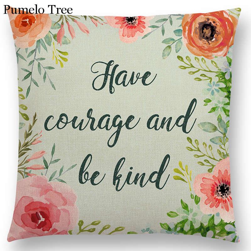 Newest Floral Quotes Decorative Pillow Covers Fresh Flowers Garland Inspirational Words Decorative Cotton Linen Throw Pillow Cushion Covers And Gifts For Women Daughter Mum Best Friend Birthday Home Decorations Stevvex