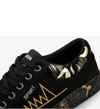 Newest Spring Autumn Men's Flat Shoes Fashion Comfortable Breathable Canvas Sneakers Men's Lace Casual Slip On Sneakers Classic Low Top Canvas Causal Comfortable Walking Flats Sneakers Stevvex