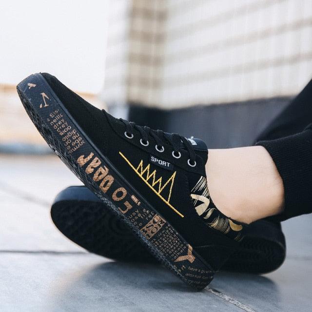 Newest Spring Autumn Men's Flat Shoes Fashion Comfortable Breathable Canvas Sneakers Men's Lace Casual Slip On Sneakers Classic Low Top Canvas Causal Comfortable Walking Flats Sneakers Stevvex