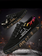 Newest Spring Autumn Men's Flat Shoes Fashion Comfortable Breathable Canvas Sneakers Men's Lace Casual Slip On Sneakers Classic Low Top Canvas Causal Comfortable Walking Flats Sneakers Stevvex