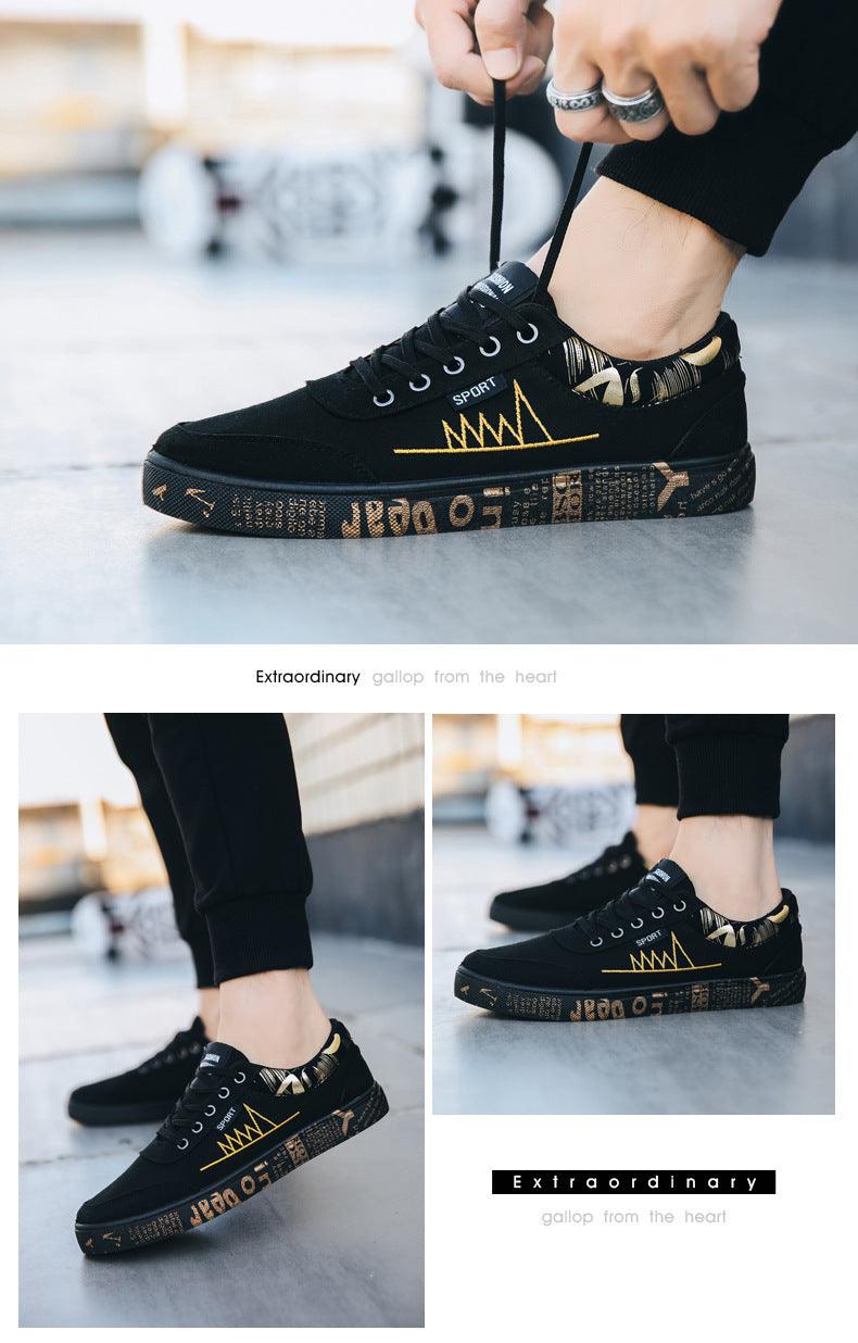 Newest Spring Autumn Men's Flat Shoes Fashion Comfortable Breathable Canvas Sneakers Men's Lace Casual Slip On Sneakers Classic Low Top Canvas Causal Comfortable Walking Flats Sneakers Stevvex