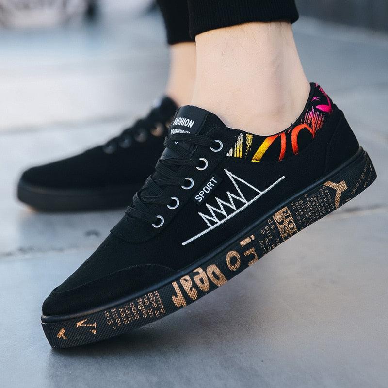 Newest Spring Autumn Men's Flat Shoes Fashion Comfortable Breathable Canvas Sneakers Men's Lace Casual Slip On Sneakers Classic Low Top Canvas Causal Comfortable Walking Flats Sneakers Stevvex