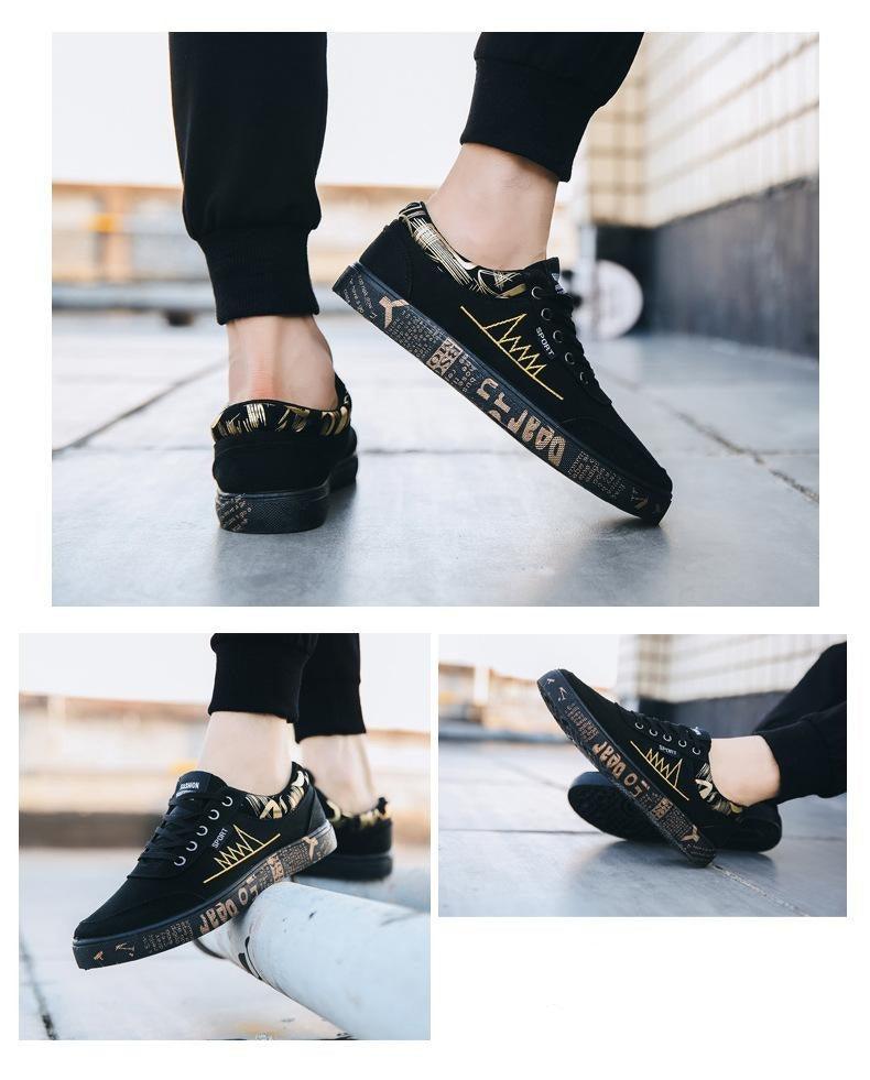 Newest Spring Autumn Men's Flat Shoes Fashion Comfortable Breathable Canvas Sneakers Men's Lace Casual Slip On Sneakers Classic Low Top Canvas Causal Comfortable Walking Flats Sneakers Stevvex