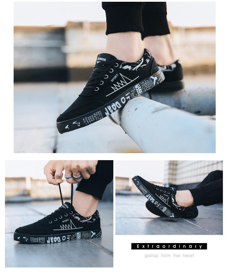 Newest Spring Autumn Men's Flat Shoes Fashion Comfortable Breathable Canvas Sneakers Men's Lace Casual Slip On Sneakers Classic Low Top Canvas Causal Comfortable Walking Flats Sneakers Stevvex