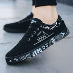 Newest Spring Autumn Men's Flat Shoes Fashion Comfortable Breathable Canvas Sneakers Men's Lace Casual Slip On Sneakers Classic Low Top Canvas Causal Comfortable Walking Flats Sneakers Stevvex