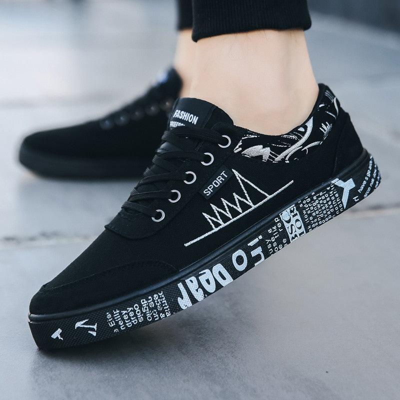 Newest Spring Autumn Men's Flat Shoes Fashion Comfortable Breathable Canvas Sneakers Men's Lace Casual Slip On Sneakers Classic Low Top Canvas Causal Comfortable Walking Flats Sneakers Stevvex