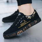Newest Spring Autumn Men's Flat Shoes Fashion Comfortable Breathable Canvas Sneakers Men's Lace Casual Slip On Sneakers Classic Low Top Canvas Causal Comfortable Walking Flats Sneakers Stevvex