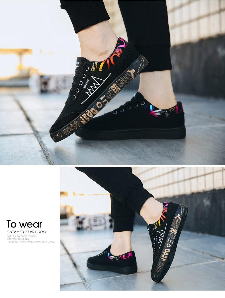 Newest Spring Autumn Men's Flat Shoes Fashion Comfortable Breathable Canvas Sneakers Men's Lace Casual Slip On Sneakers Classic Low Top Canvas Causal Comfortable Walking Flats Sneakers Stevvex