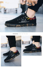 Newest Spring Autumn Men's Flat Shoes Fashion Comfortable Breathable Canvas Sneakers Men's Lace Casual Slip On Sneakers Classic Low Top Canvas Causal Comfortable Walking Flats Sneakers Stevvex