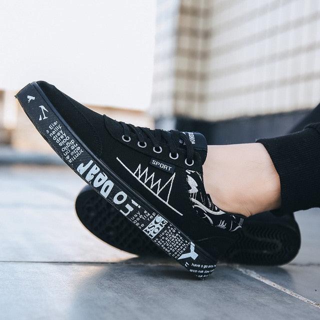 Newest Spring Autumn Men's Flat Shoes Fashion Comfortable Breathable Canvas Sneakers Men's Lace Casual Slip On Sneakers Classic Low Top Canvas Causal Comfortable Walking Flats Sneakers Stevvex
