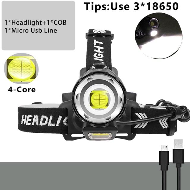 Newest  Waterproof XHP199 16-Core Super Bright Powerful Lantern Headlamp XHP110 LED USB  Flashlight XHP50 Headlight Rechargeable 18650 Zoom Torch Light Stevvex