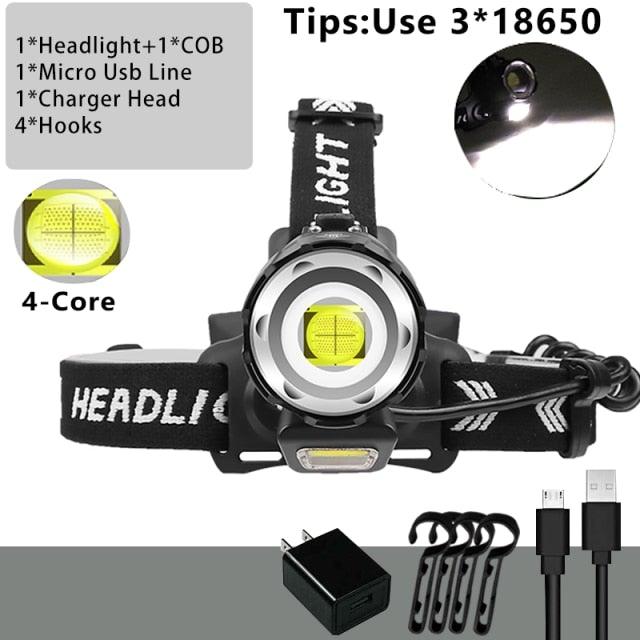 Newest  Waterproof XHP199 16-Core Super Bright Powerful Lantern Headlamp XHP110 LED USB  Flashlight XHP50 Headlight Rechargeable 18650 Zoom Torch Light Stevvex