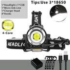 Newest  Waterproof XHP199 16-Core Super Bright Powerful Lantern Headlamp XHP110 LED USB  Flashlight XHP50 Headlight Rechargeable 18650 Zoom Torch Light Stevvex