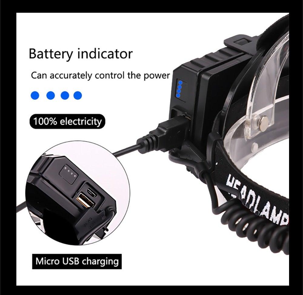 Newest  Waterproof XHP199 16-Core Super Bright Powerful Lantern Headlamp XHP110 LED USB  Flashlight XHP50 Headlight Rechargeable 18650 Zoom Torch Light Stevvex
