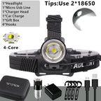 Newest  Waterproof XHP199 16-Core Super Bright Powerful Lantern Headlamp XHP110 LED USB  Flashlight XHP50 Headlight Rechargeable 18650 Zoom Torch Light Stevvex