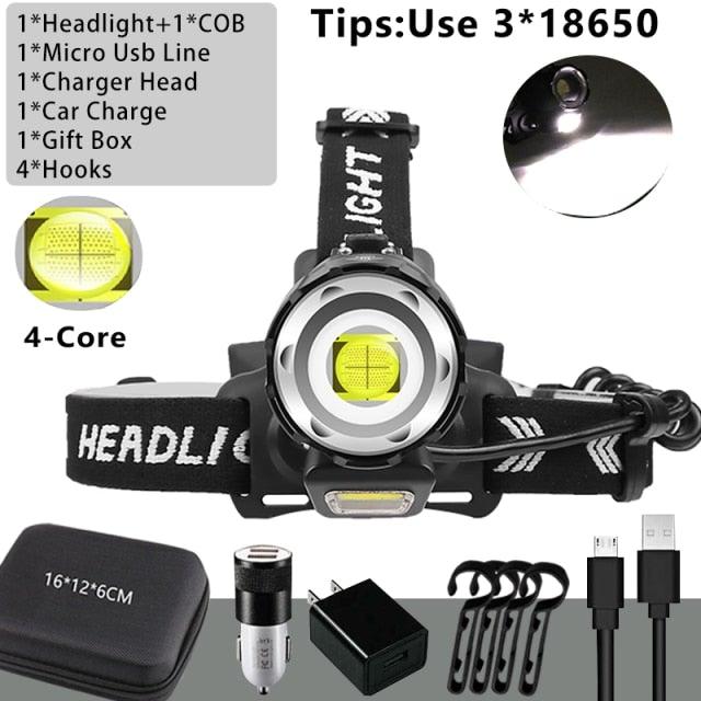 Newest  Waterproof XHP199 16-Core Super Bright Powerful Lantern Headlamp XHP110 LED USB  Flashlight XHP50 Headlight Rechargeable 18650 Zoom Torch Light Stevvex