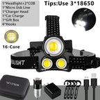 Newest  Waterproof XHP199 16-Core Super Bright Powerful Lantern Headlamp XHP110 LED USB  Flashlight XHP50 Headlight Rechargeable 18650 Zoom Torch Light Stevvex