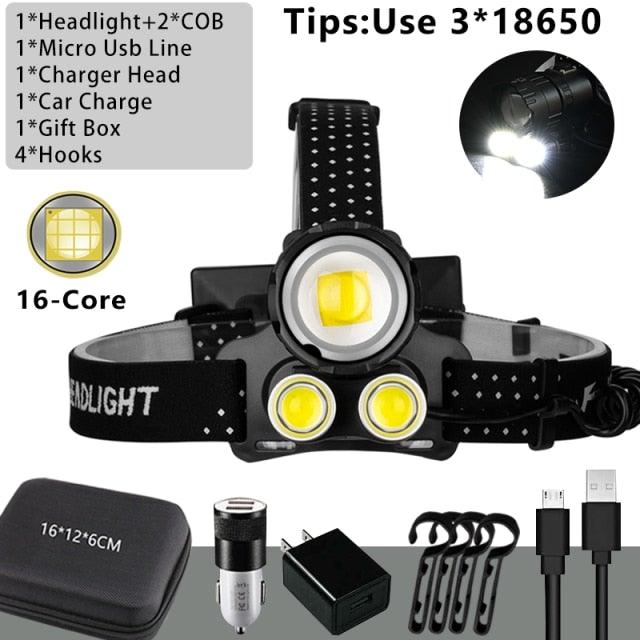 Newest  Waterproof XHP199 16-Core Super Bright Powerful Lantern Headlamp XHP110 LED USB  Flashlight XHP50 Headlight Rechargeable 18650 Zoom Torch Light Stevvex