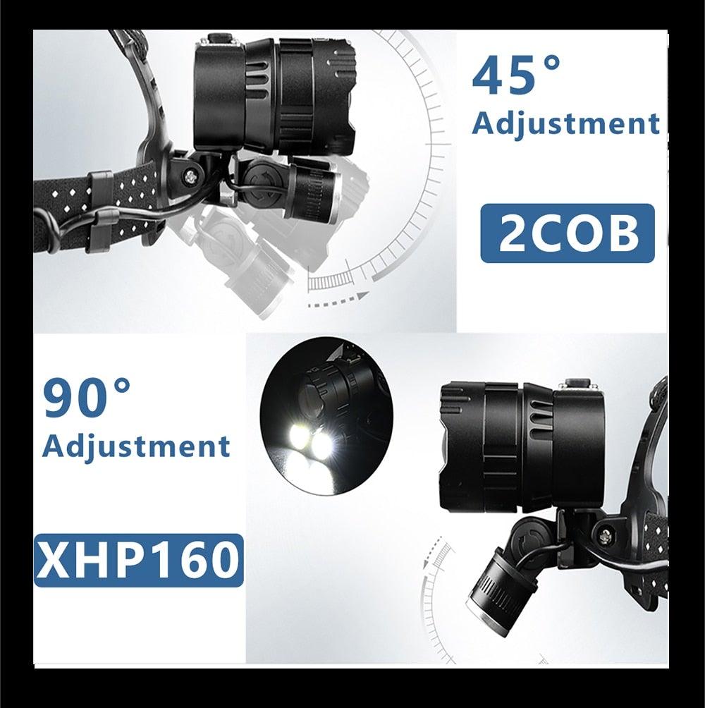Newest  Waterproof XHP199 16-Core Super Bright Powerful Lantern Headlamp XHP110 LED USB  Flashlight XHP50 Headlight Rechargeable 18650 Zoom Torch Light Stevvex