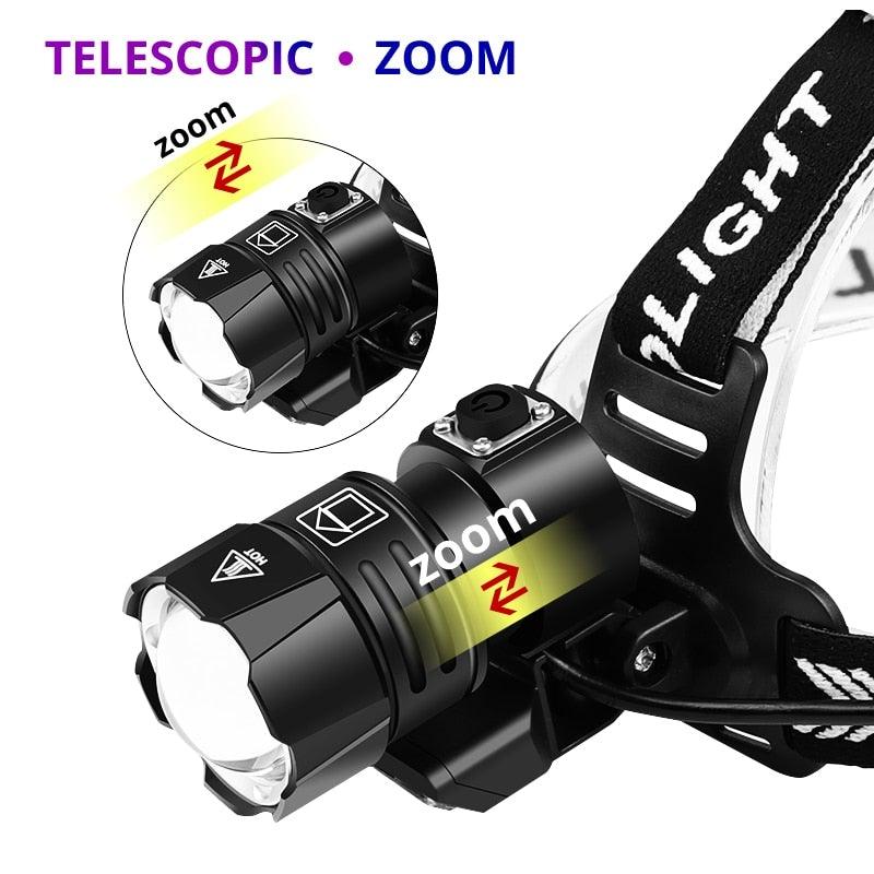 Newest  Waterproof XHP199 16-Core Super Bright Powerful Lantern Headlamp XHP110 LED USB  Flashlight XHP50 Headlight Rechargeable 18650 Zoom Torch Light Stevvex
