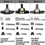 Newest  Waterproof XHP199 16-Core Super Bright Powerful Lantern Headlamp XHP110 LED USB  Flashlight XHP50 Headlight Rechargeable 18650 Zoom Torch Light Stevvex