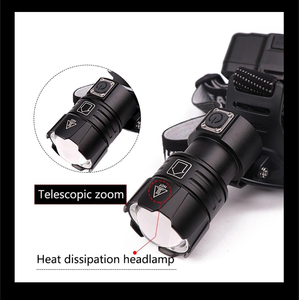 Newest  Waterproof XHP199 16-Core Super Bright Powerful Lantern Headlamp XHP110 LED USB  Flashlight XHP50 Headlight Rechargeable 18650 Zoom Torch Light Stevvex